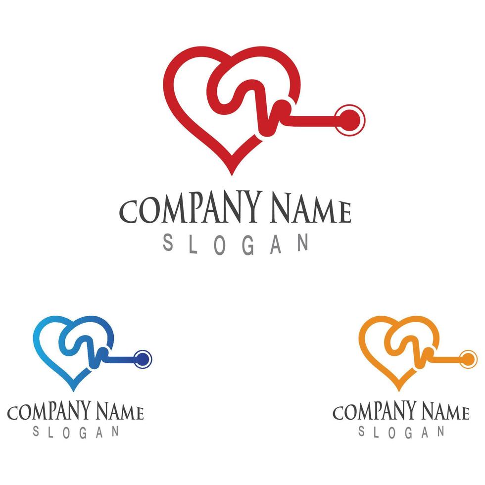 Cardiography heart beat with love logo design inspiration template vector