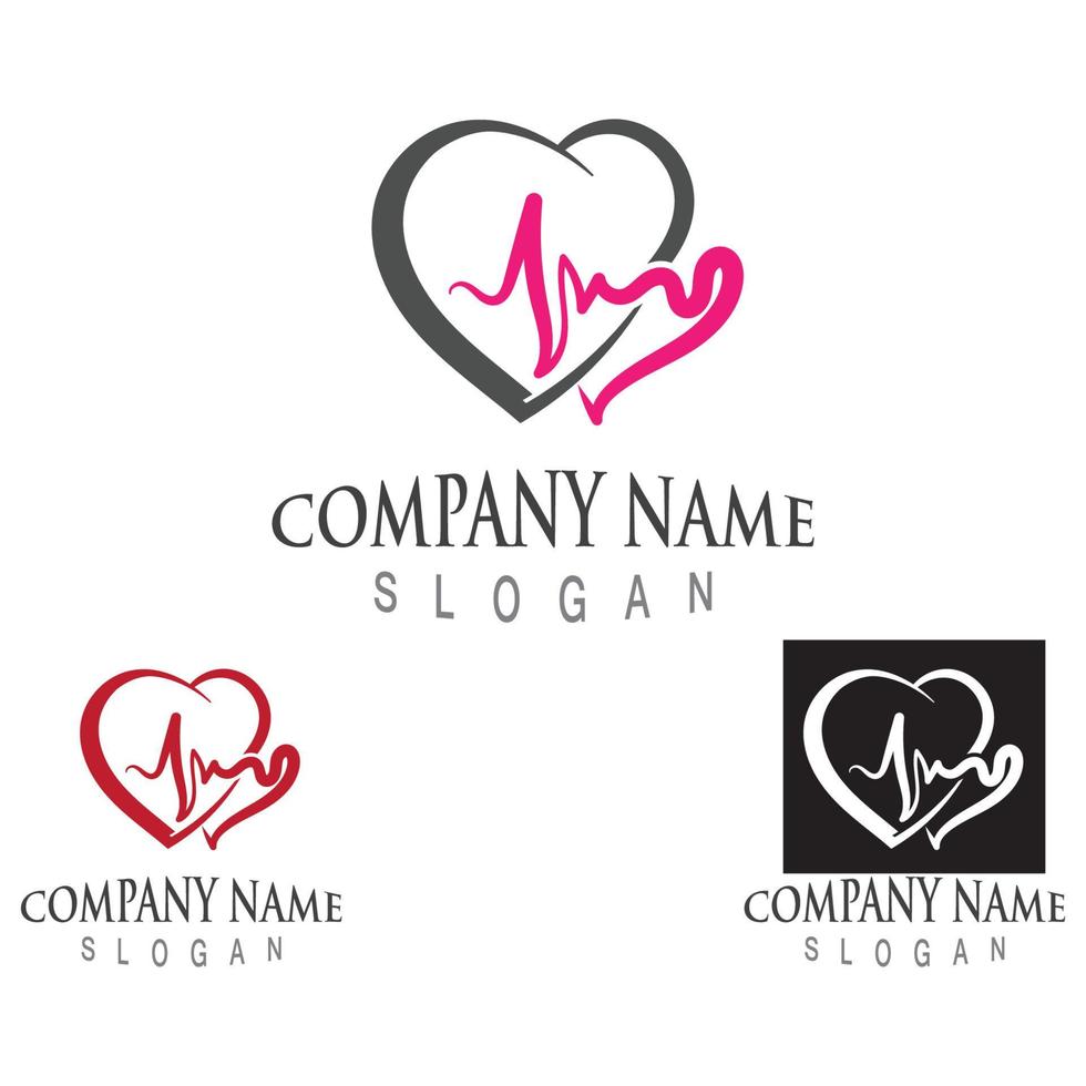 Cardiography heart beat with love logo design inspiration template vector