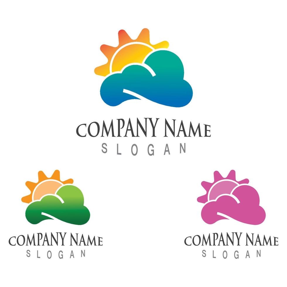 Cloud weather forecast logo template vector illustration design