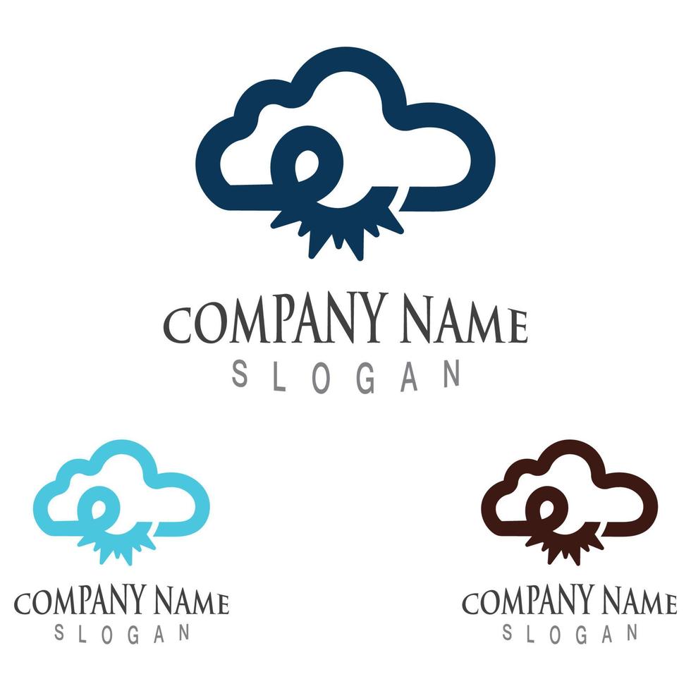 Cloud weather forecast logo template vector illustration design