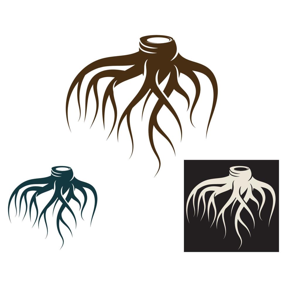 1202raíz vectorial de un árbol creativo subterráneo. icono de raíz de árbol1 vector