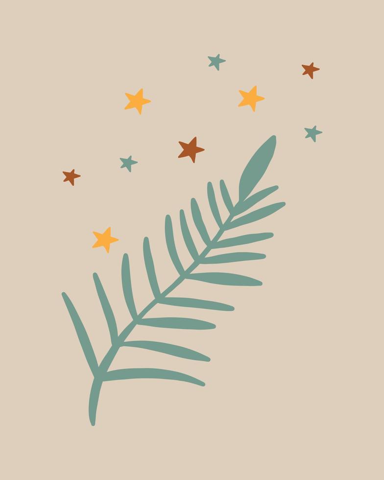 Vector illustration of branches and stars in the style of kids boho. Boho style nursery decoration.