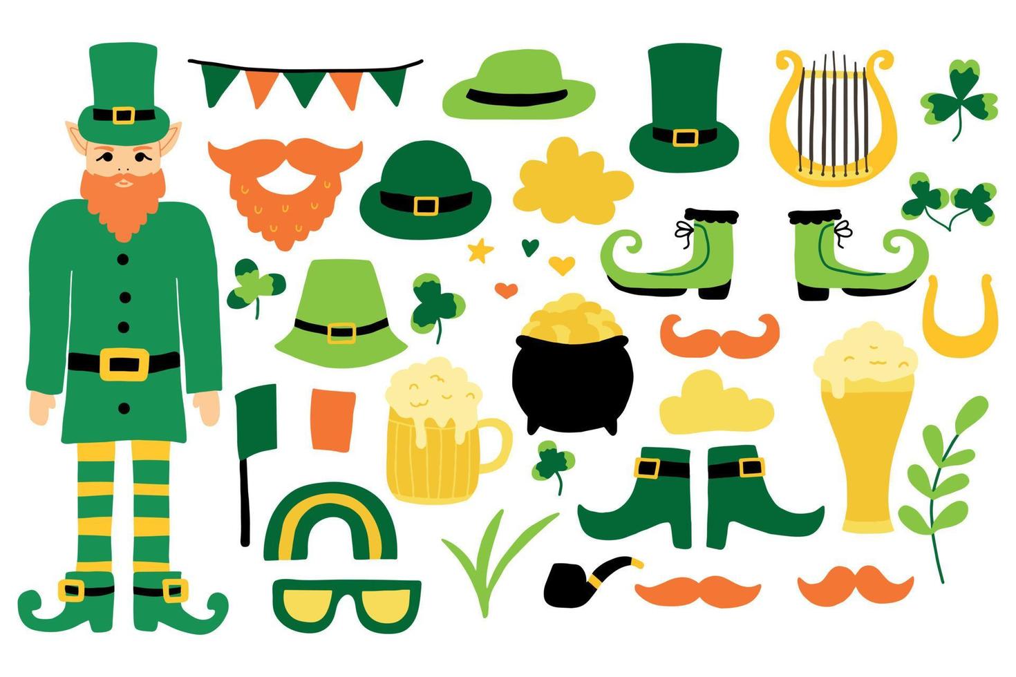 Happy Patricks day. Set for Patricks day. vector