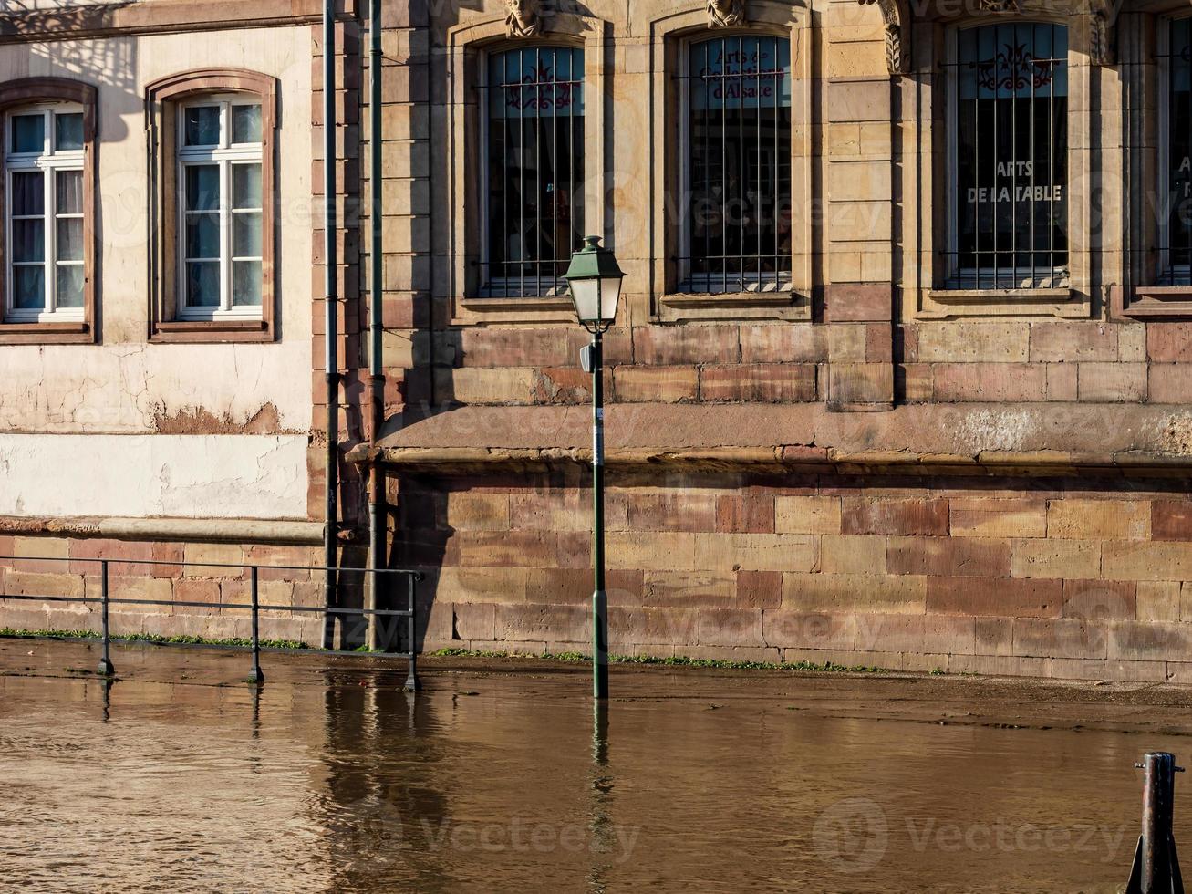 A small flood in Strasbourg. Water rose in the Ile River after rains. photo