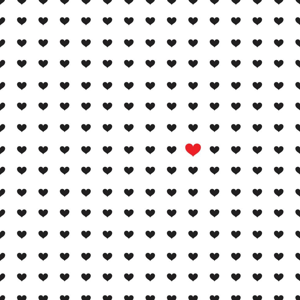 Black and red hearts seamless pattern background design vector