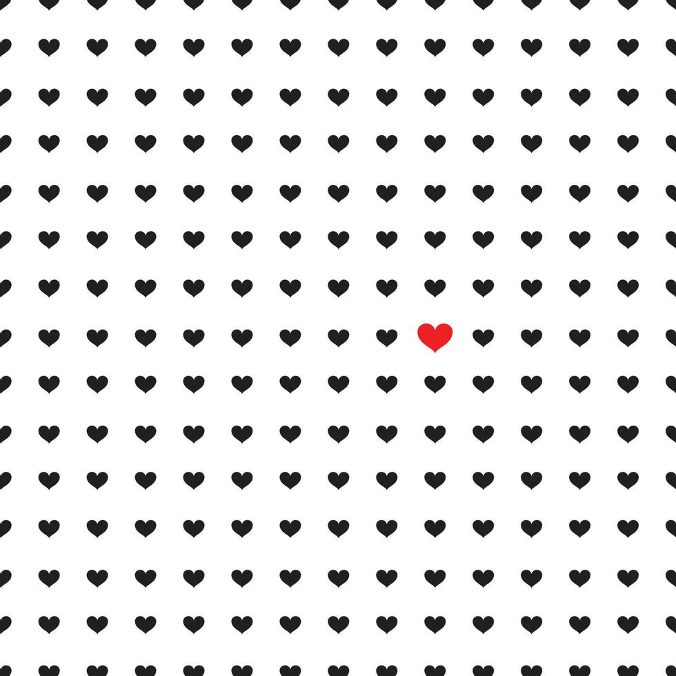 Black and red hearts seamless pattern background design vector