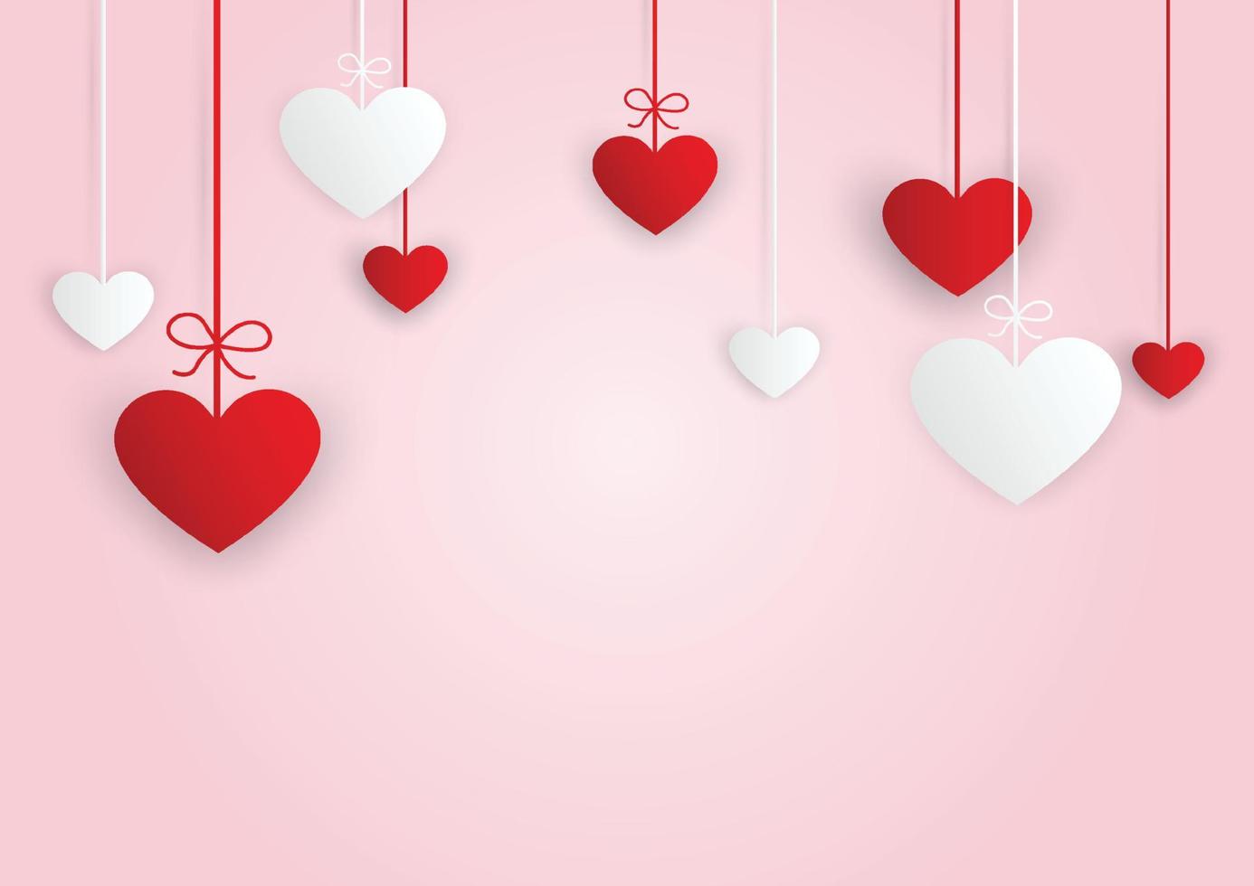 Happy valentines day background with paper heart, Love concept and copy space Vector illustration