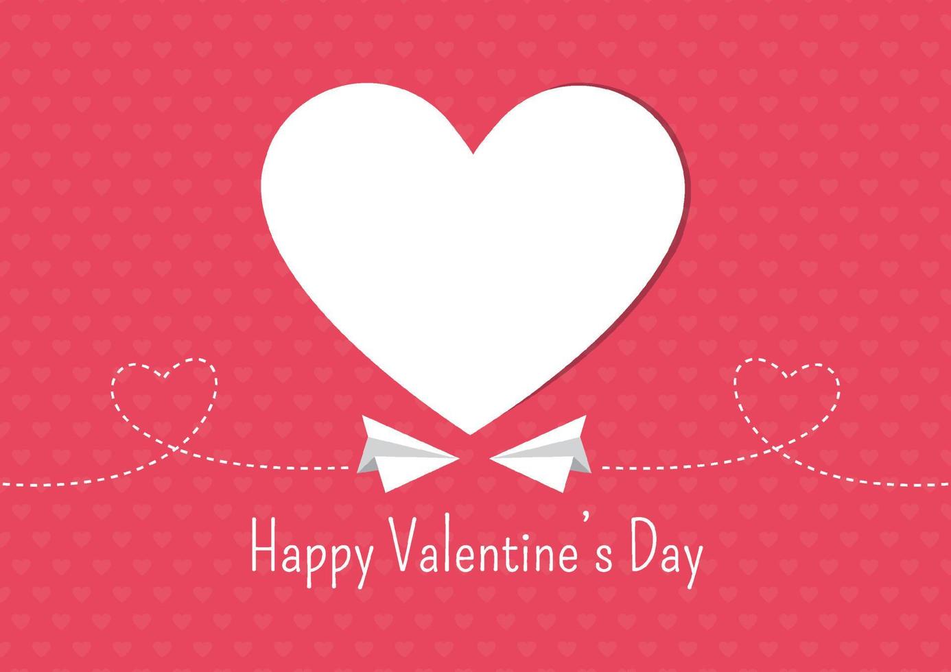 Happy valentines day card with paper heart on background pattern seamless heart. vector