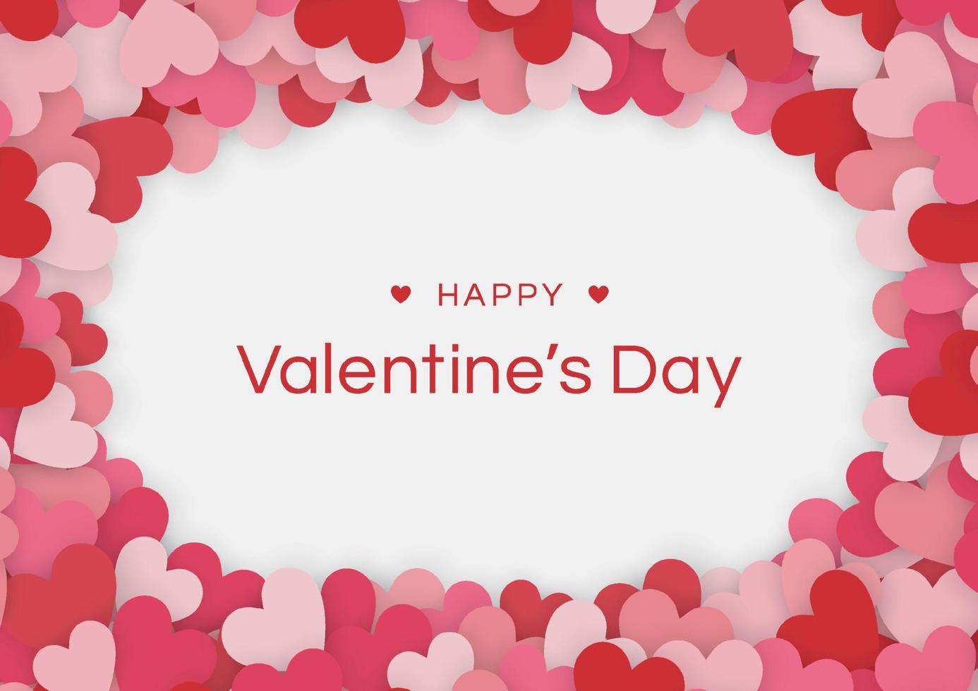 Happy valentines day card with paper heart on white background and copy space. vector