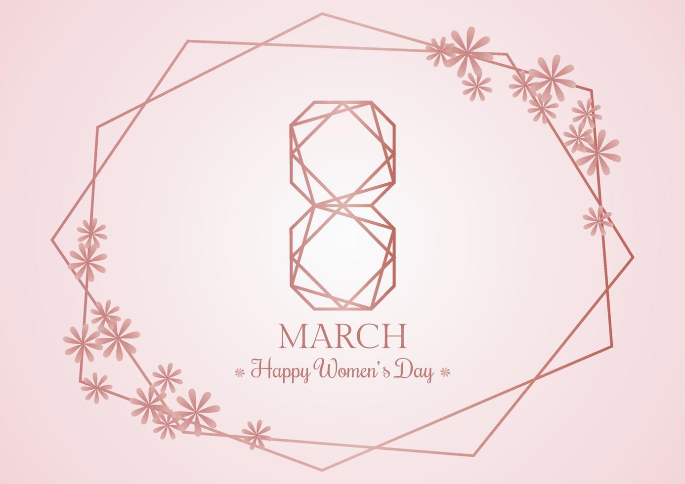 Happy Women's Day 8 March with pink flower background template for International Women's Day. Vector illustration.