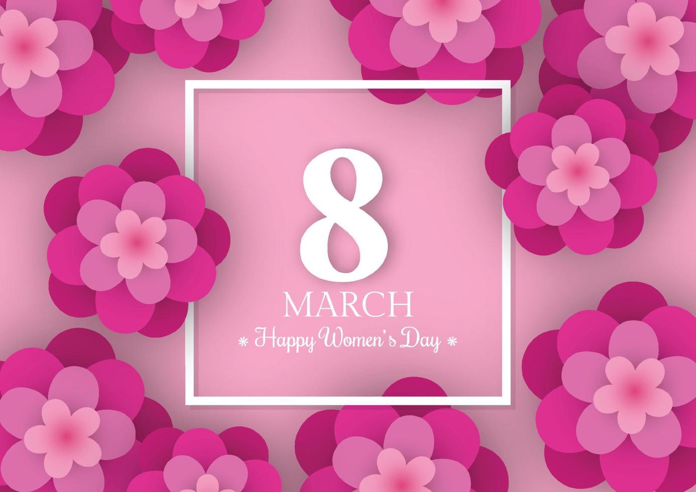 Happy Women's Day 8 March with pink flower background template for International Women's Day. Vector illustration.