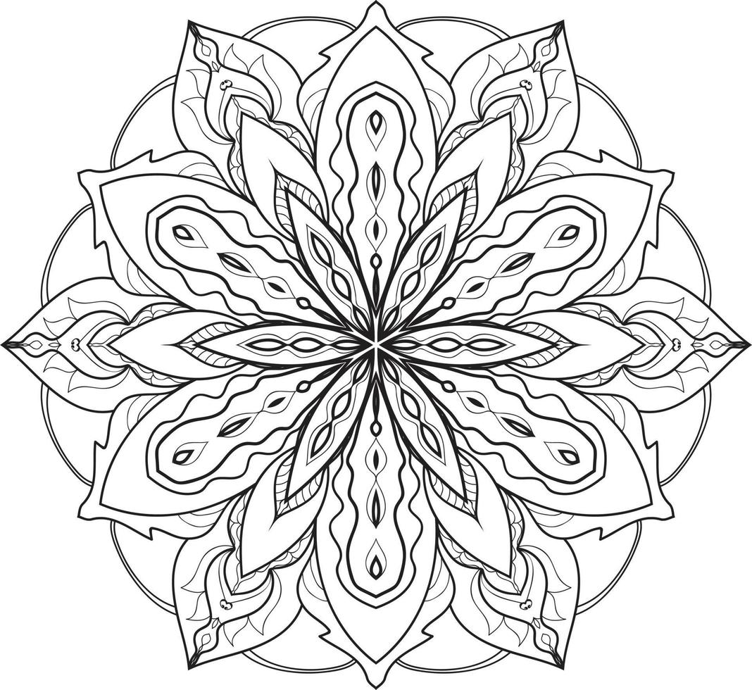 Circular Flower Mandala on White Free Vector