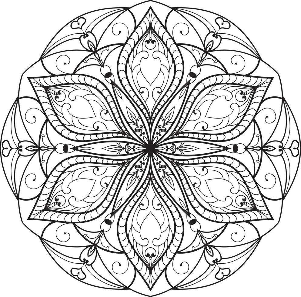 Circular Flower Mandala on White Free Vector