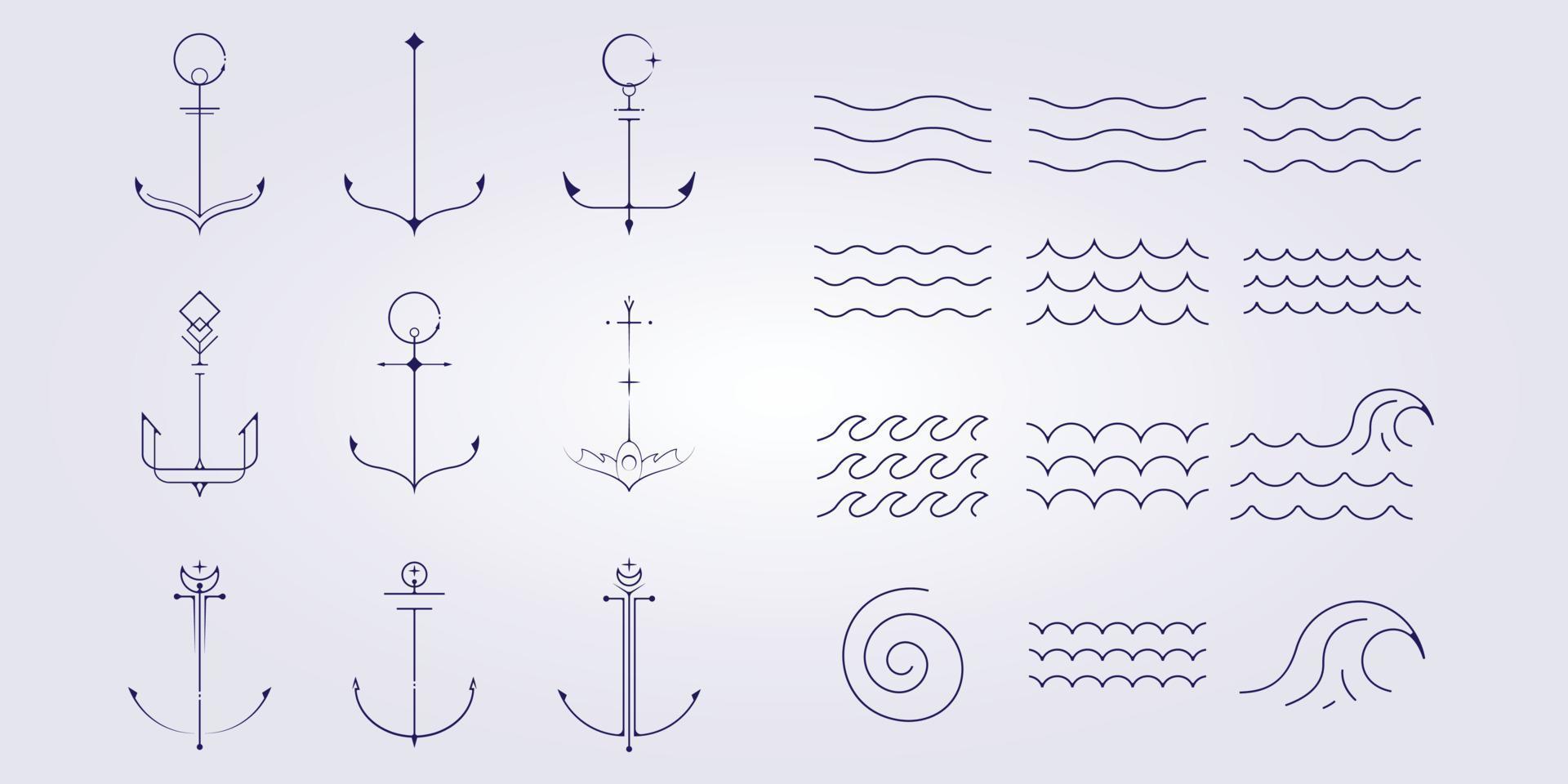 set and bundle nautical and marine icon  symbol logo vector illustration design