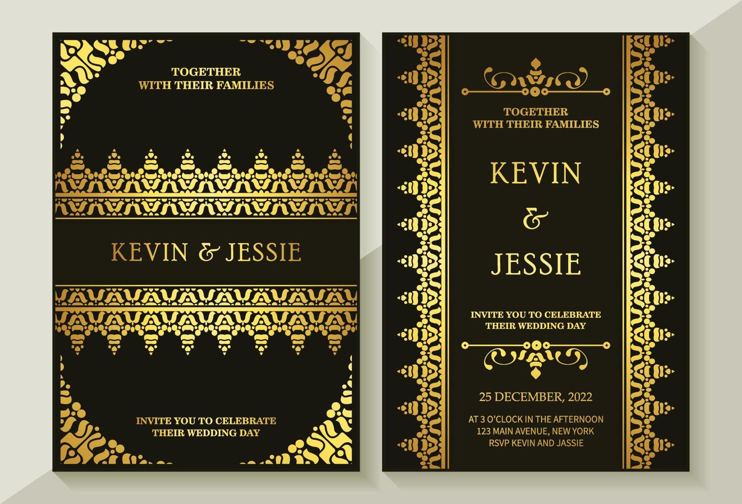 diseño de plantilla de tarjeta de invitación de boda elegante vector