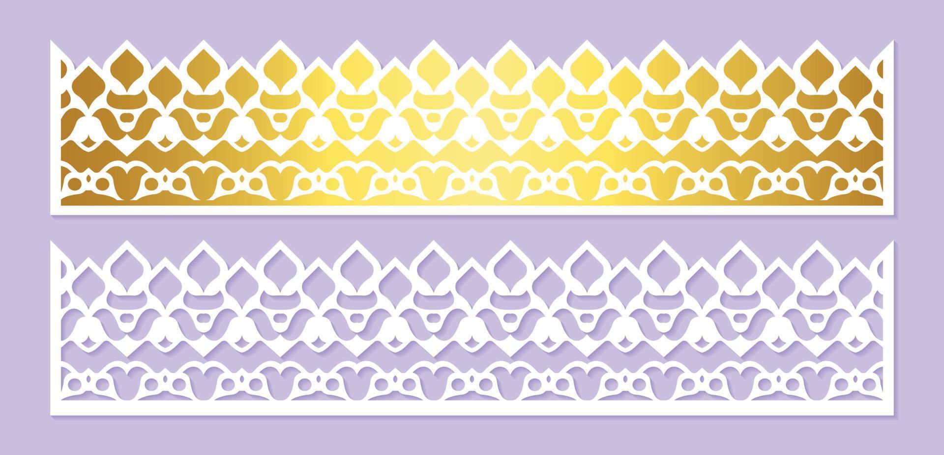 Gold border decorative paper cut lines vector
