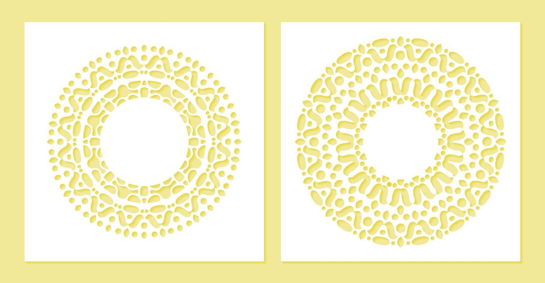 Circle border decorative paper cut line vector