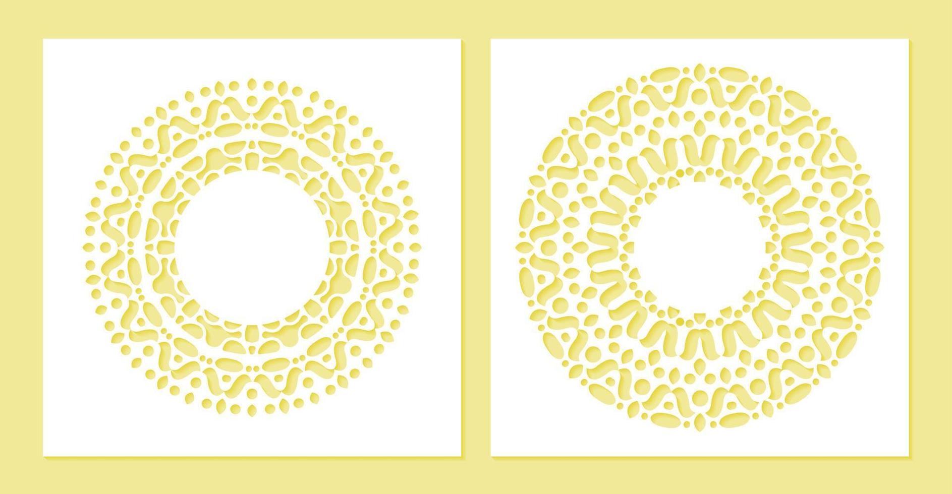 Circle border decorative paper cut line vector