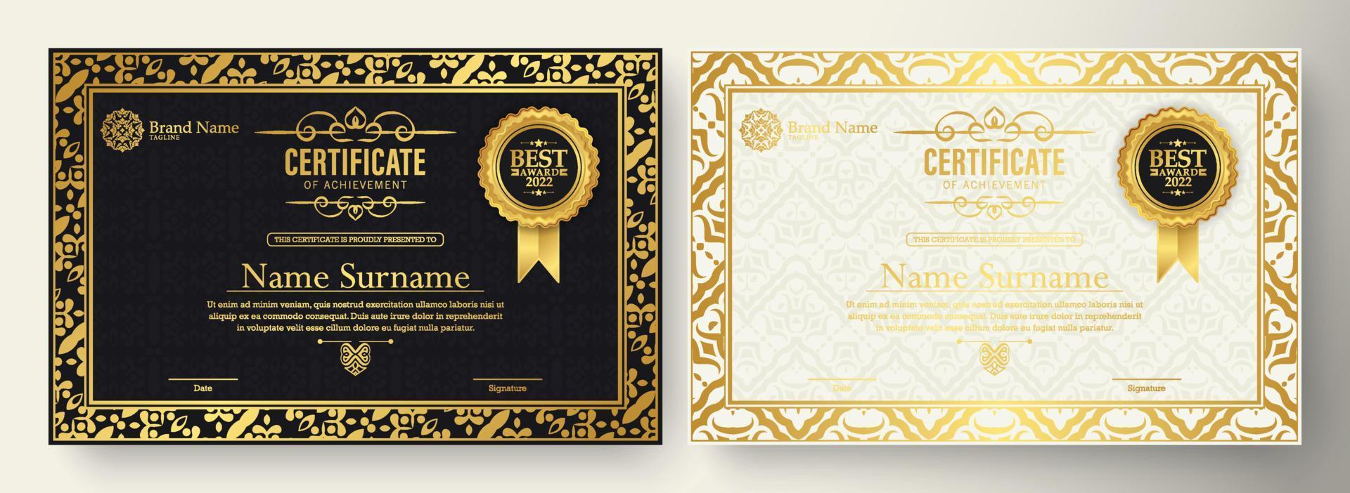 achievement certificate best award diploma design vector