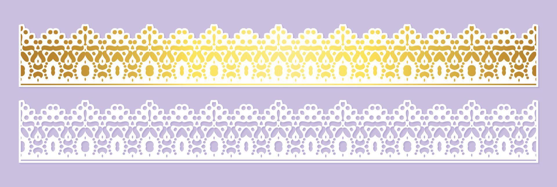 líneas de corte de papel decorativas con borde dorado vector