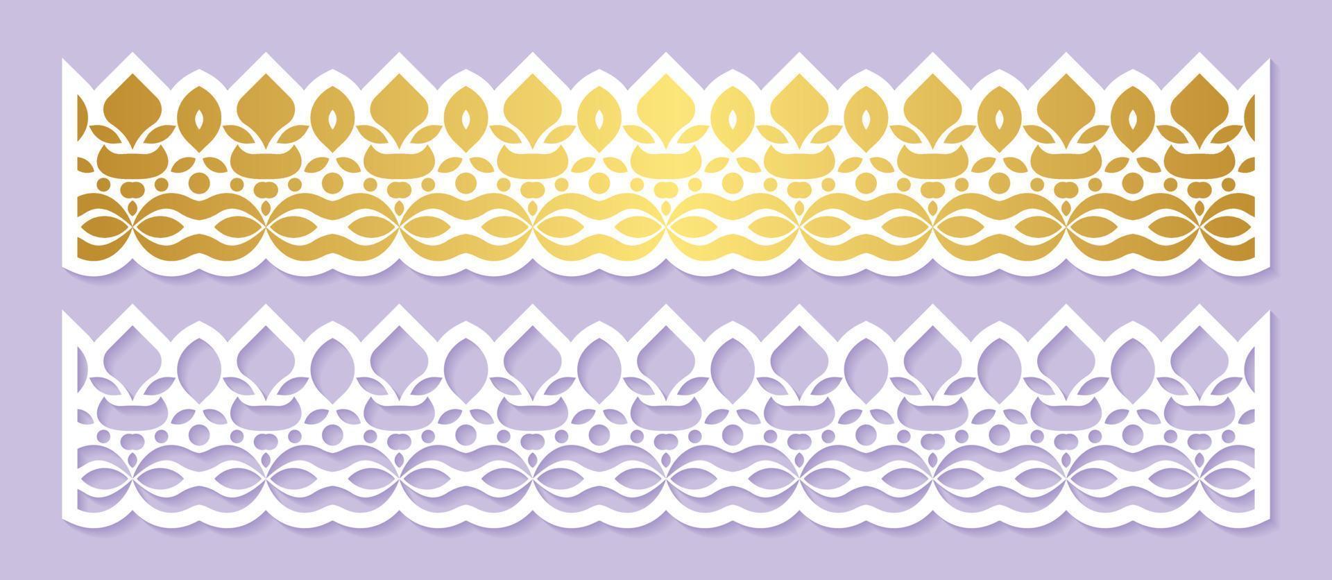 Gold border decorative paper cut lines vector
