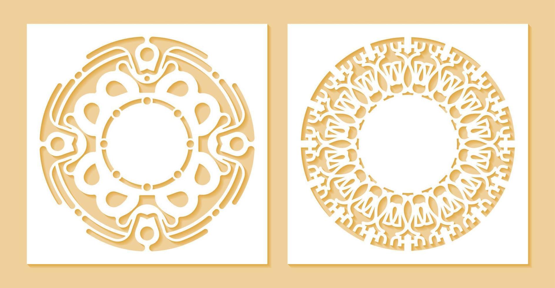 Circle border decorative paper cut line vector