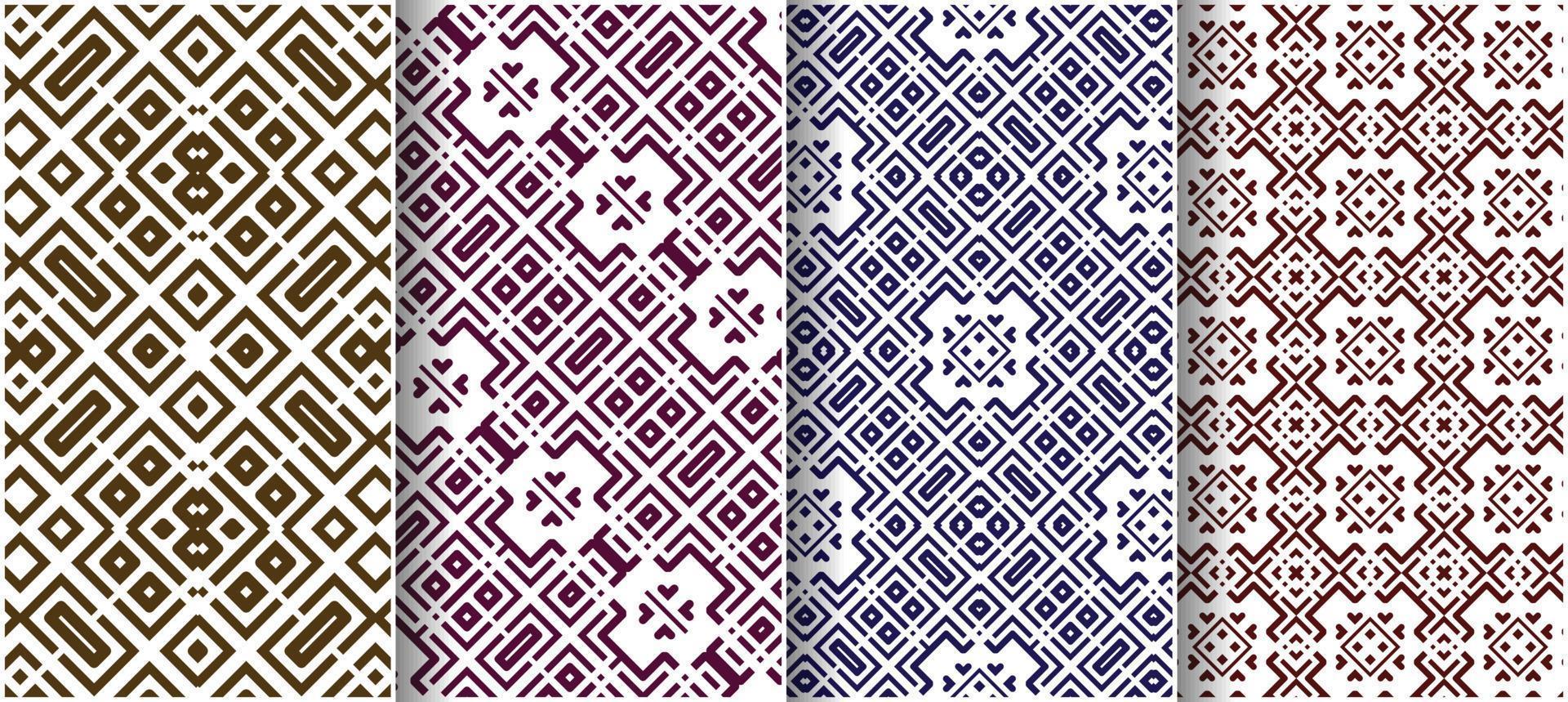 Collection of seamless ornamental line pattern vector