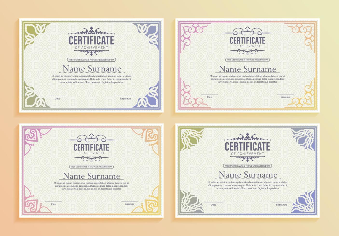 Classic certificate of achievement award template vector