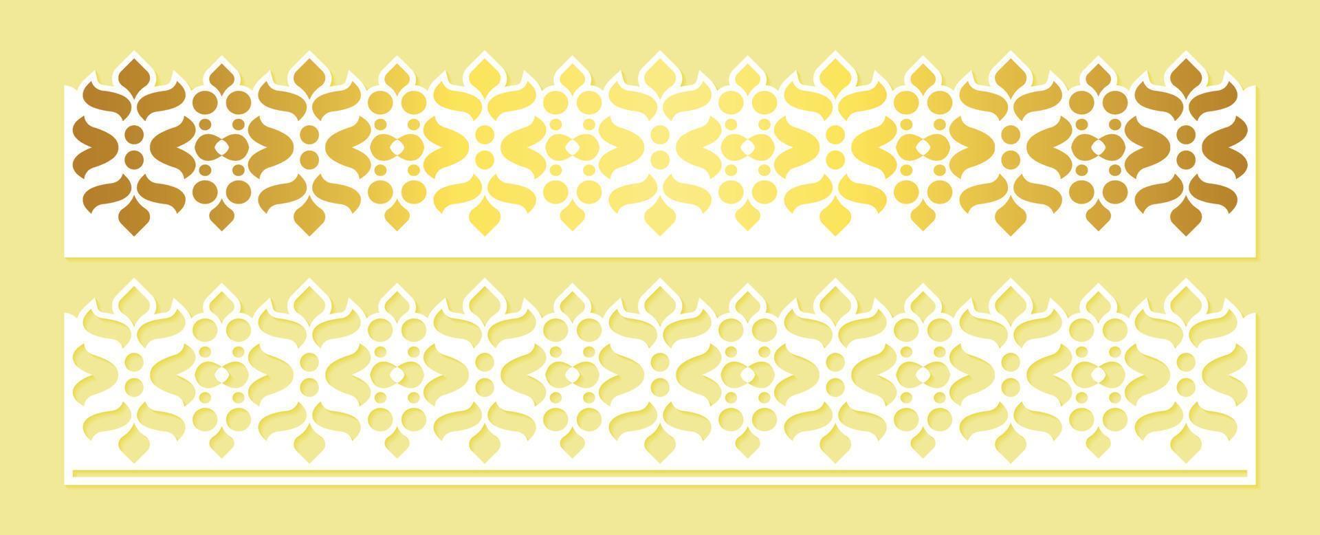 líneas de corte de papel decorativas con borde dorado vector