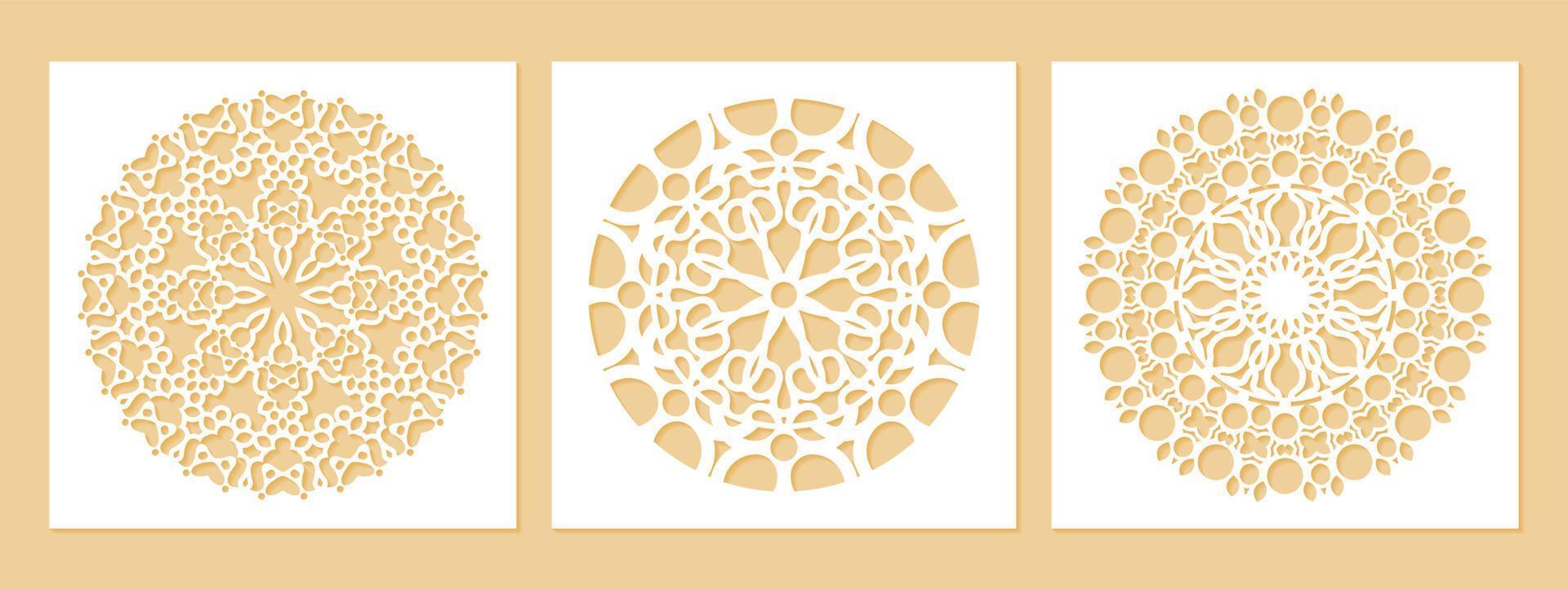 Circle border decorative paper cut line vector