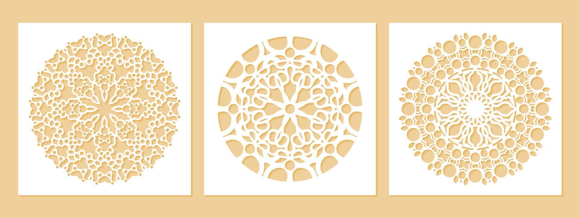 Circle border decorative paper cut line vector