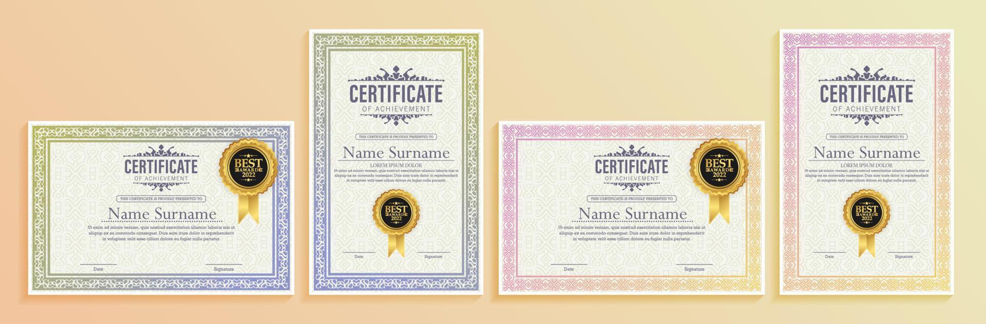 Classic certificate of achievement award template vector