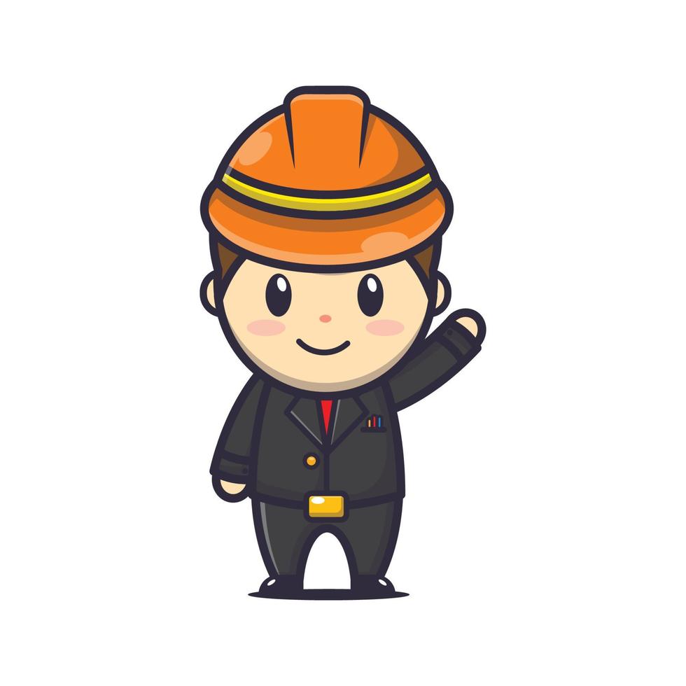 cute contractor cartoon mascot illustration vector