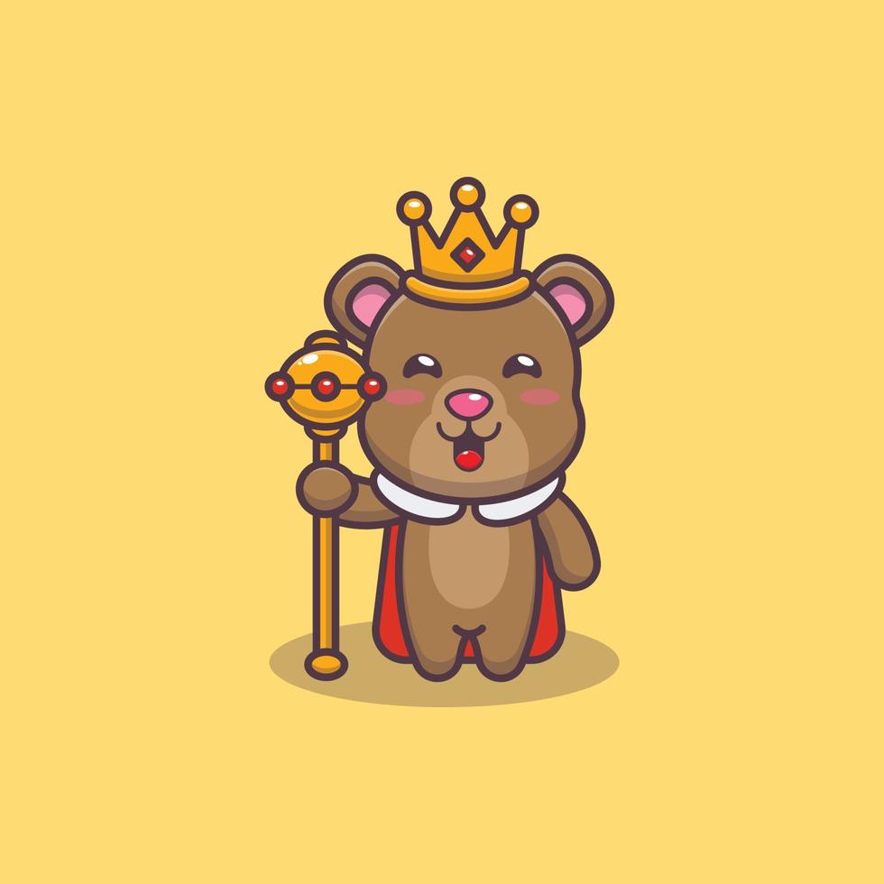 Cute bear king mascot cartoon illustration vector