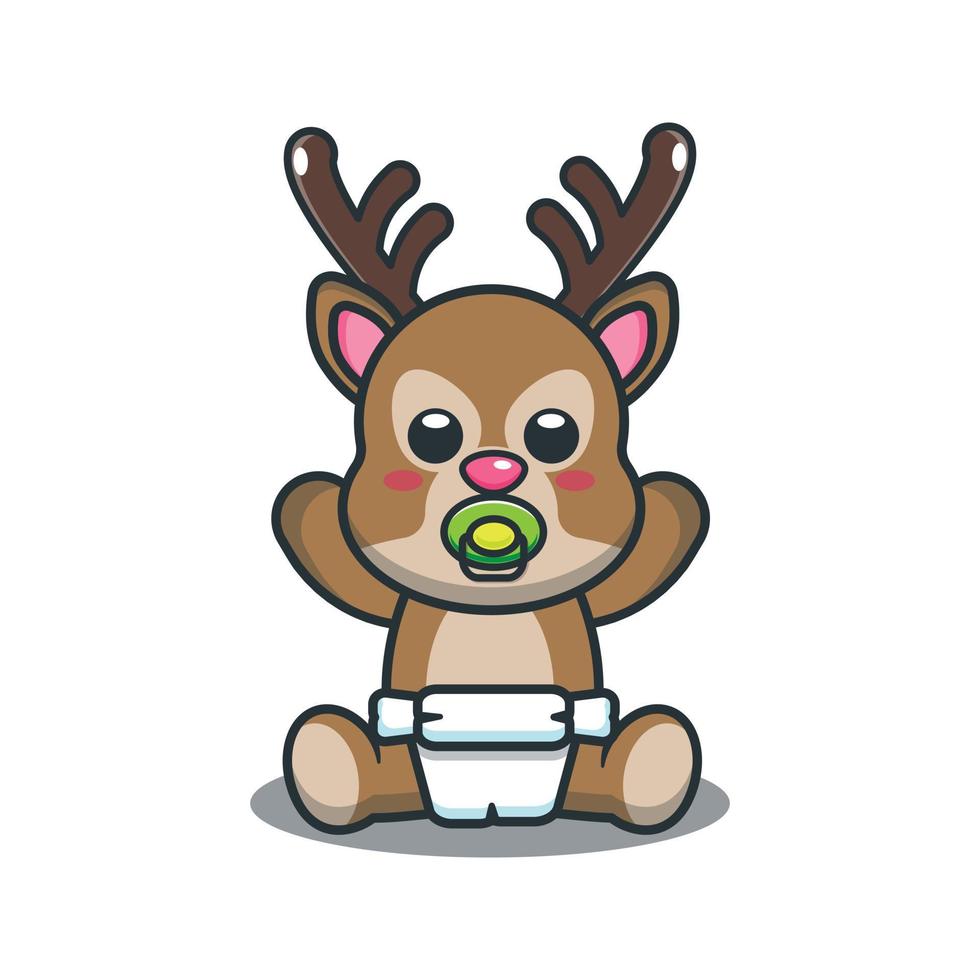 Cute baby deer cartoon vector illustration