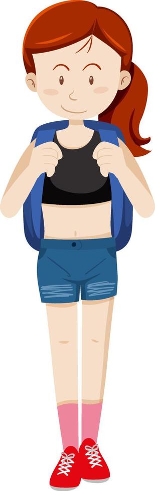 A girl in travel oufit cartoon character vector