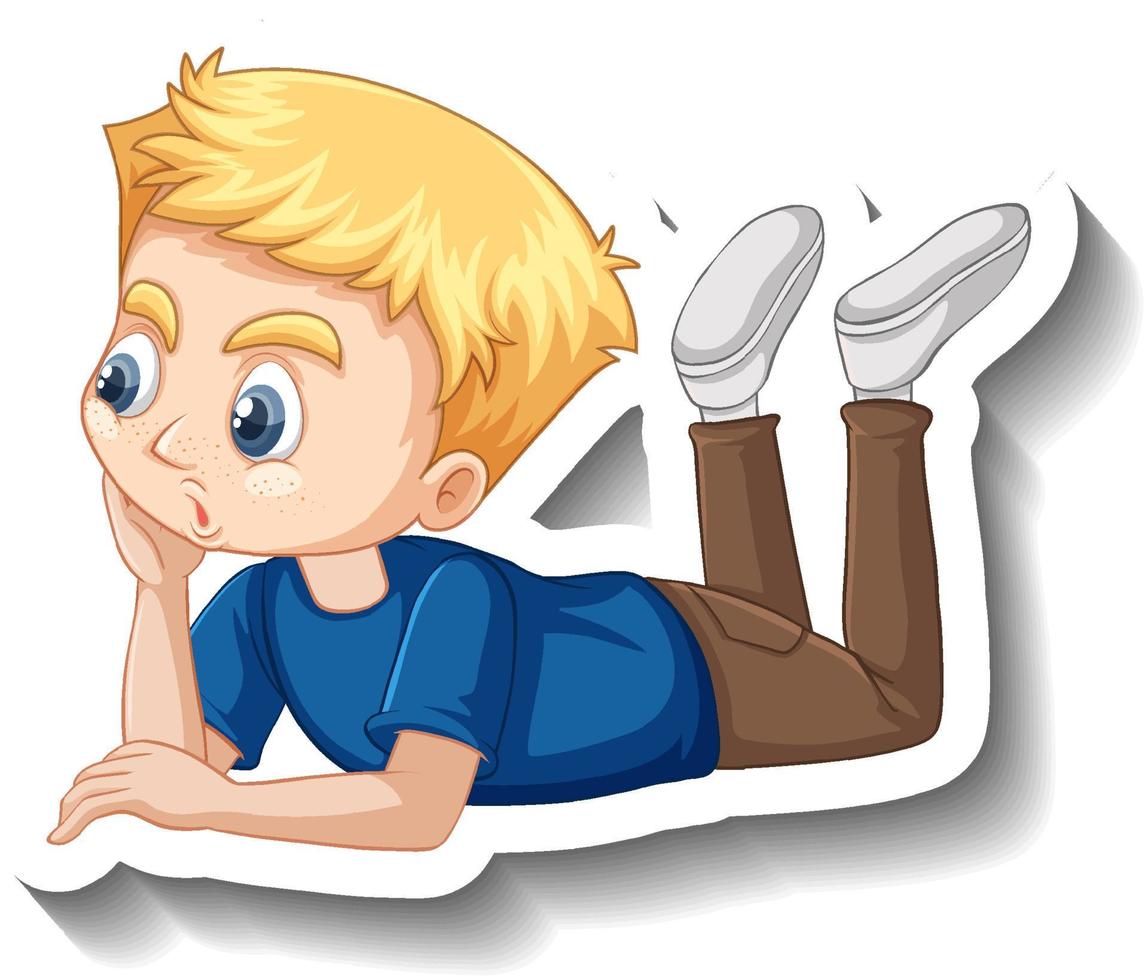 A boy laying down cartoon character vector