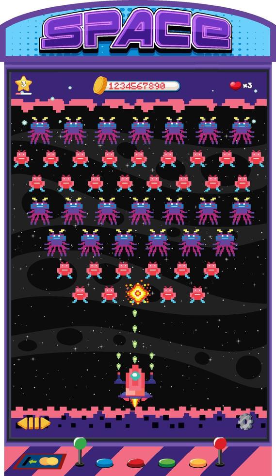 Retro pixel space game interface vector