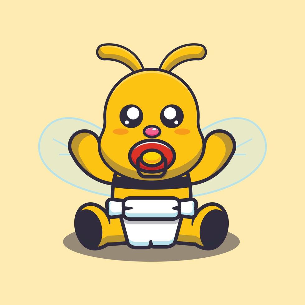 Cute baby bee mascot cartoon illustration vector