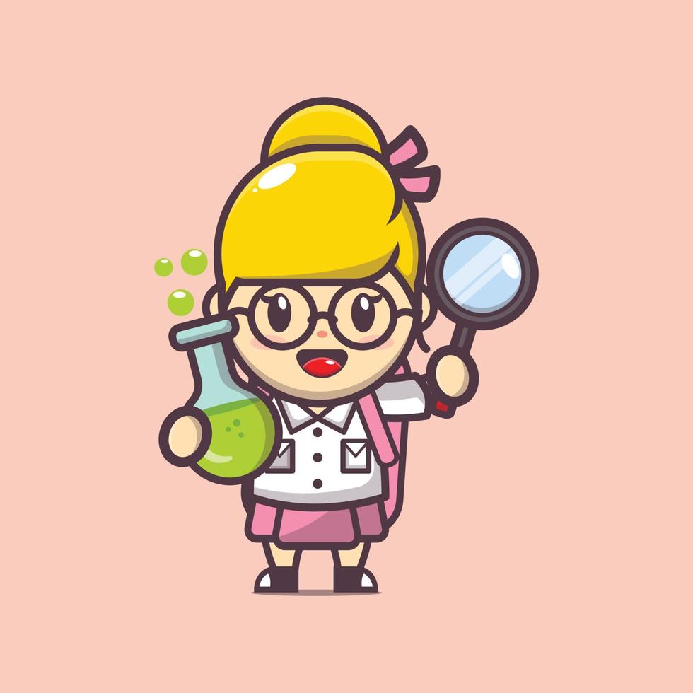 cute girl mascot cartoon illustration back to school vector