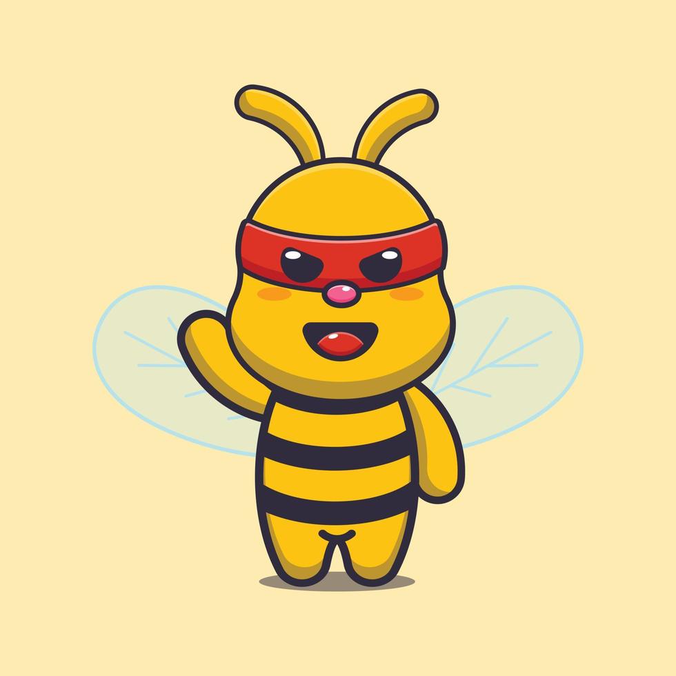 Cute super bee mascot cartoon illustration vector