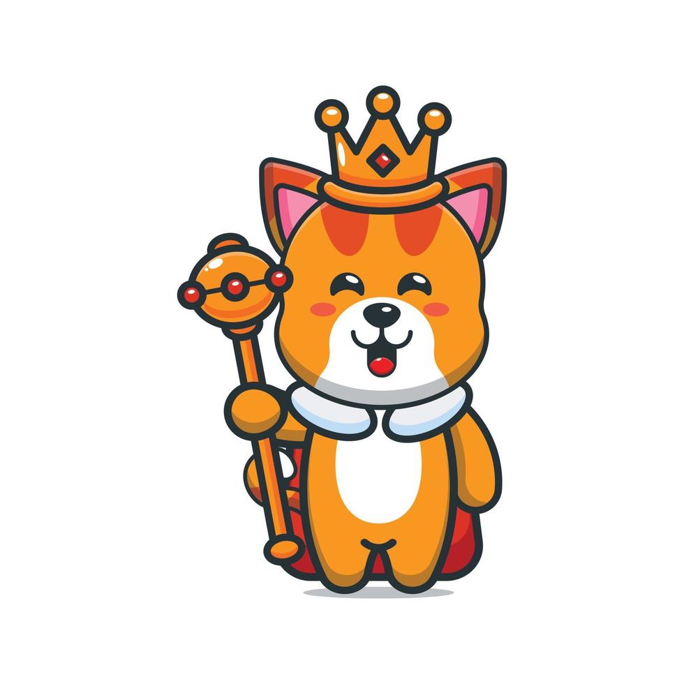 Cute cat king mascot cartoon illustration vector