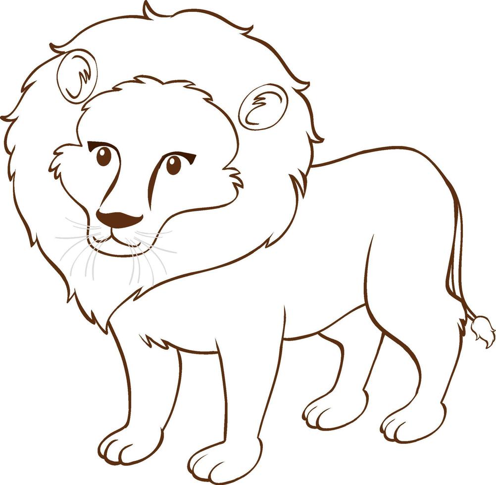 Lion in doodle simple style on white background vector