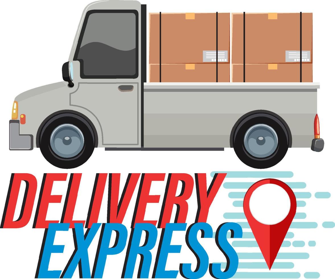 Delivery Express logo with location pin and delivery pickup vector
