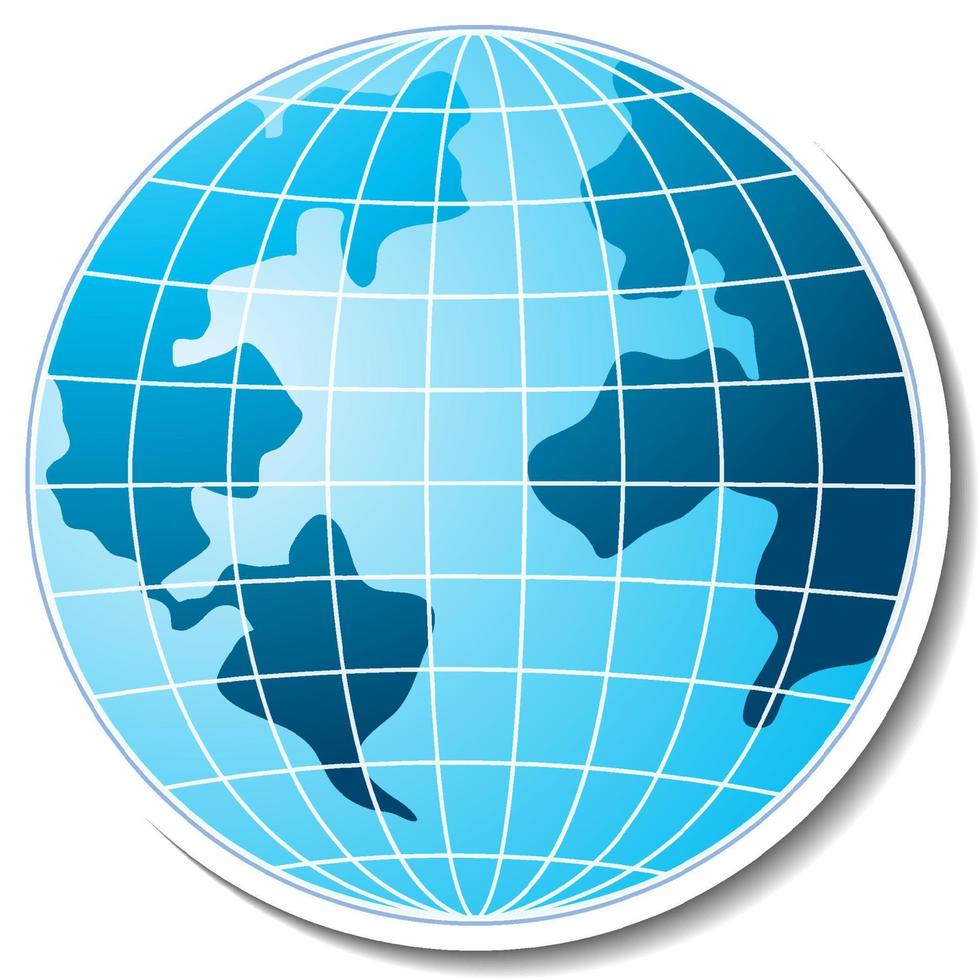 Earth globe cartoon sticker on white background vector