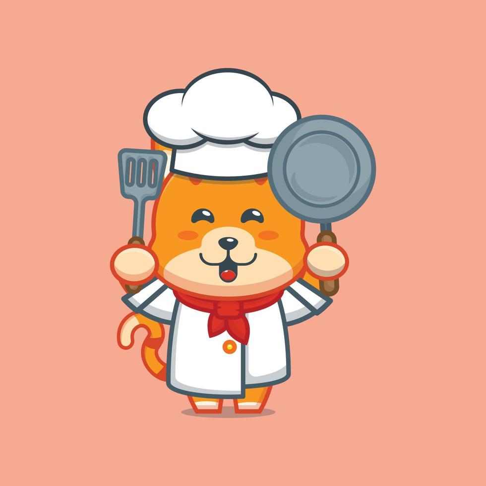 lindo gato chef mascota personaje de dibujos animados vector