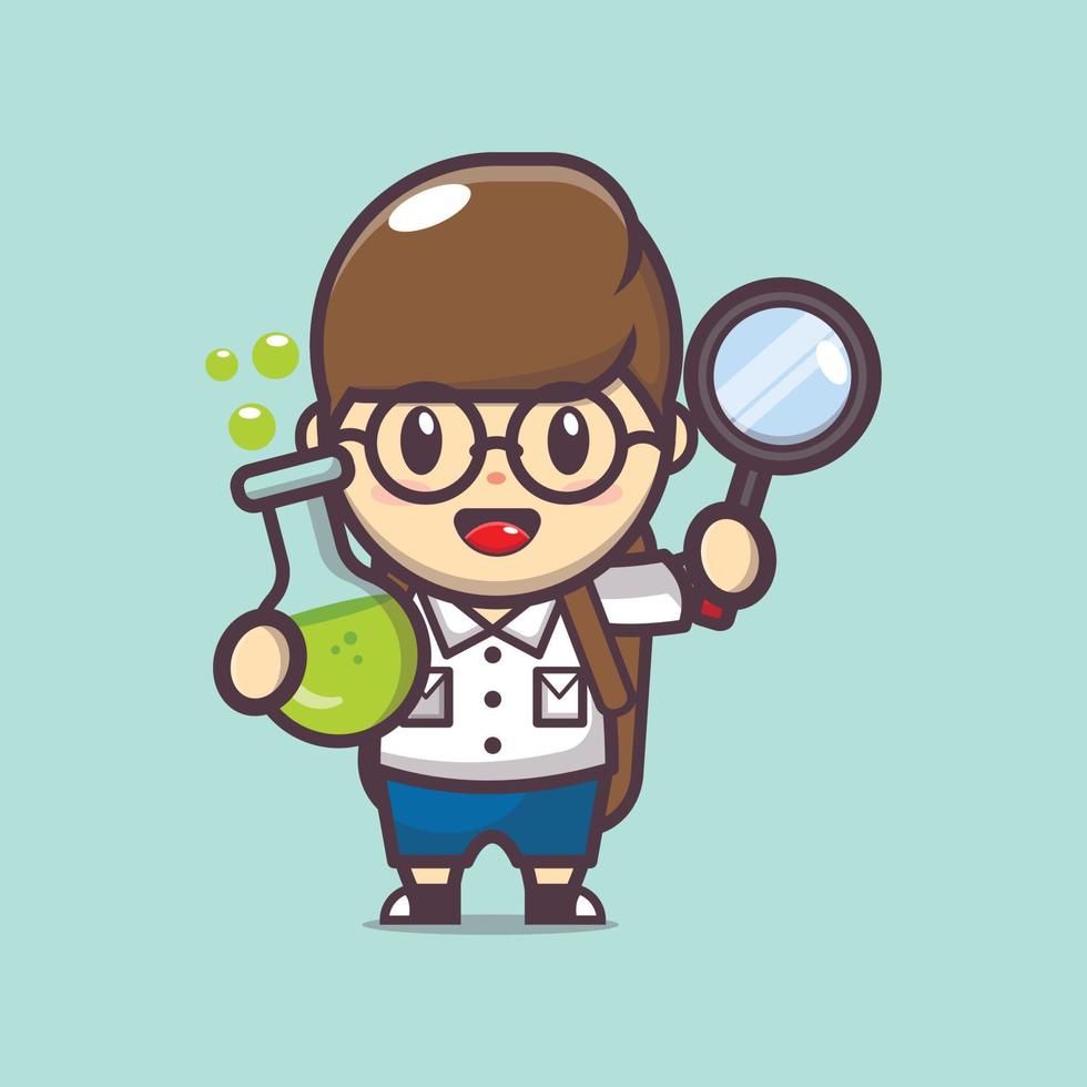 cute boy mascot cartoon illustration back to school vector