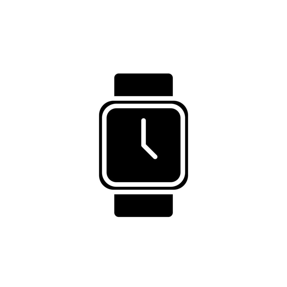 reloj, reloj de pulsera, reloj, plantilla de logotipo de ilustración de vector de icono sólido de tiempo. adecuado para muchos propósitos.