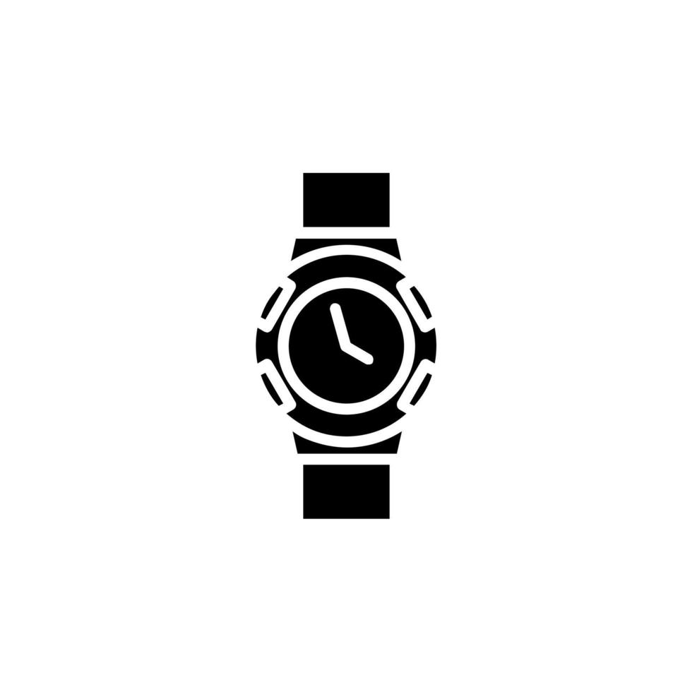 reloj, reloj de pulsera, reloj, plantilla de logotipo de ilustración de vector de icono sólido de tiempo. adecuado para muchos propósitos.