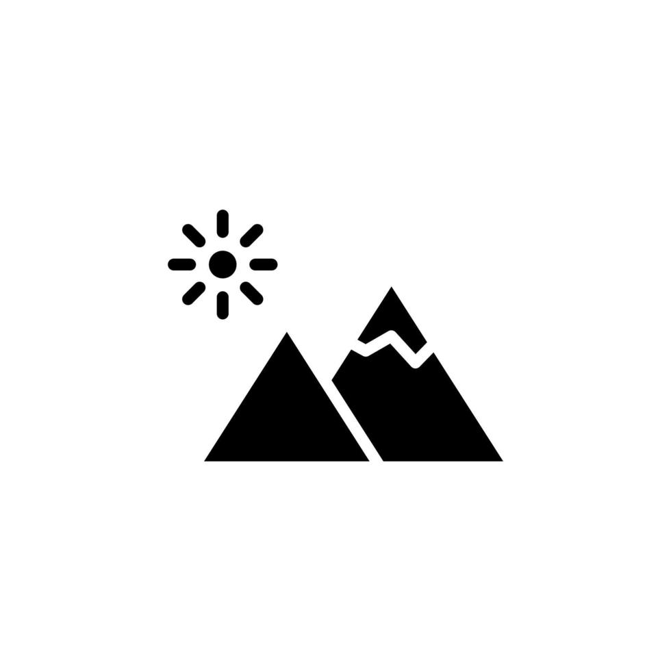 montaña, colina, monte, pico icono sólido vector ilustración logotipo plantilla. adecuado para muchos propósitos.